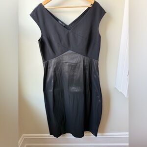 LAFAYETTE 148 Black Cocktail Dress Elegant Classic Chic Modern Satin Midi XL